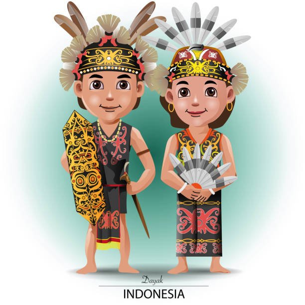 Vector illustration, Dayak or Kalimantan traditional cloth