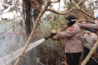 Gunakan X-Fire, Kapolres Kapuas Pimpin Pemadaman Karhutla di Sei Pasah